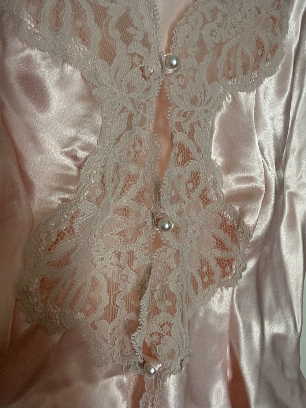 Vintage Pink Satin Lace-Trim Chemise Top - Picture 3 of 7